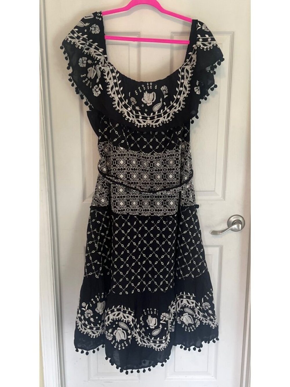 Anthropologie Off The shoulder Marisol Black White Midi Dress Ruffle 24W NWT - Picture 8 of 12
